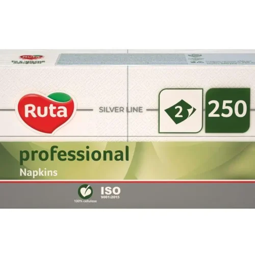Серветки "Рута" 33*33 2 шар. 1/8  білі 250,  (1/4)