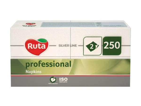 Серветки "Рута" 33*33 2 шар. 1/8  білі 250,  (1/4)